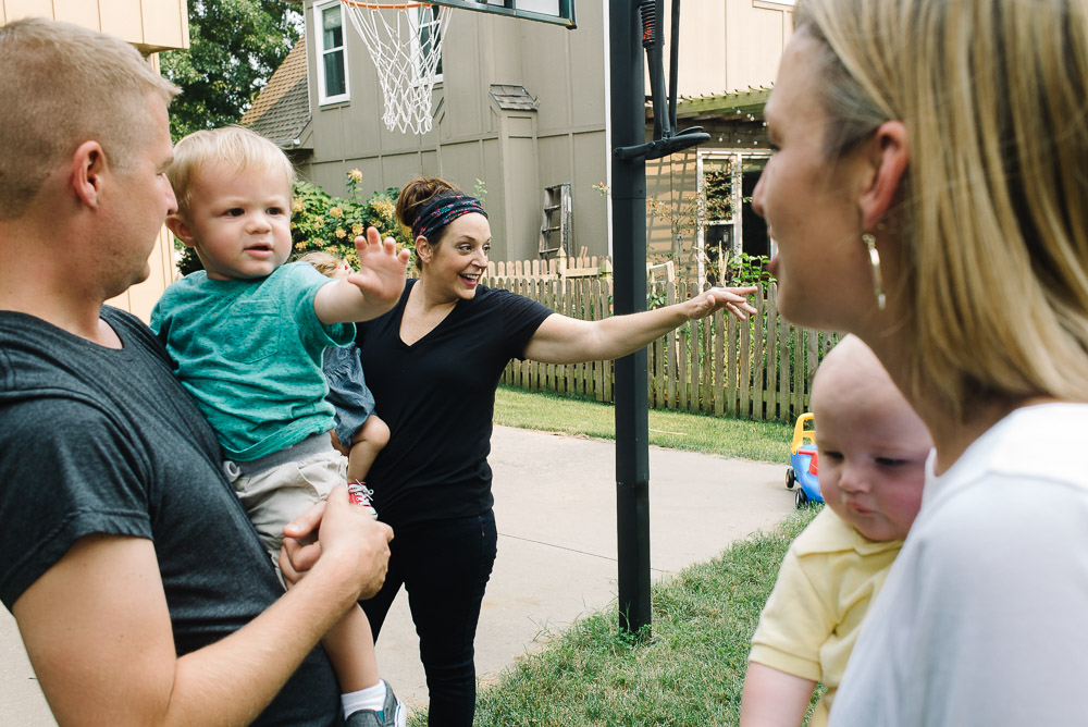 image of guests waving goodbye at a one year old birthday party