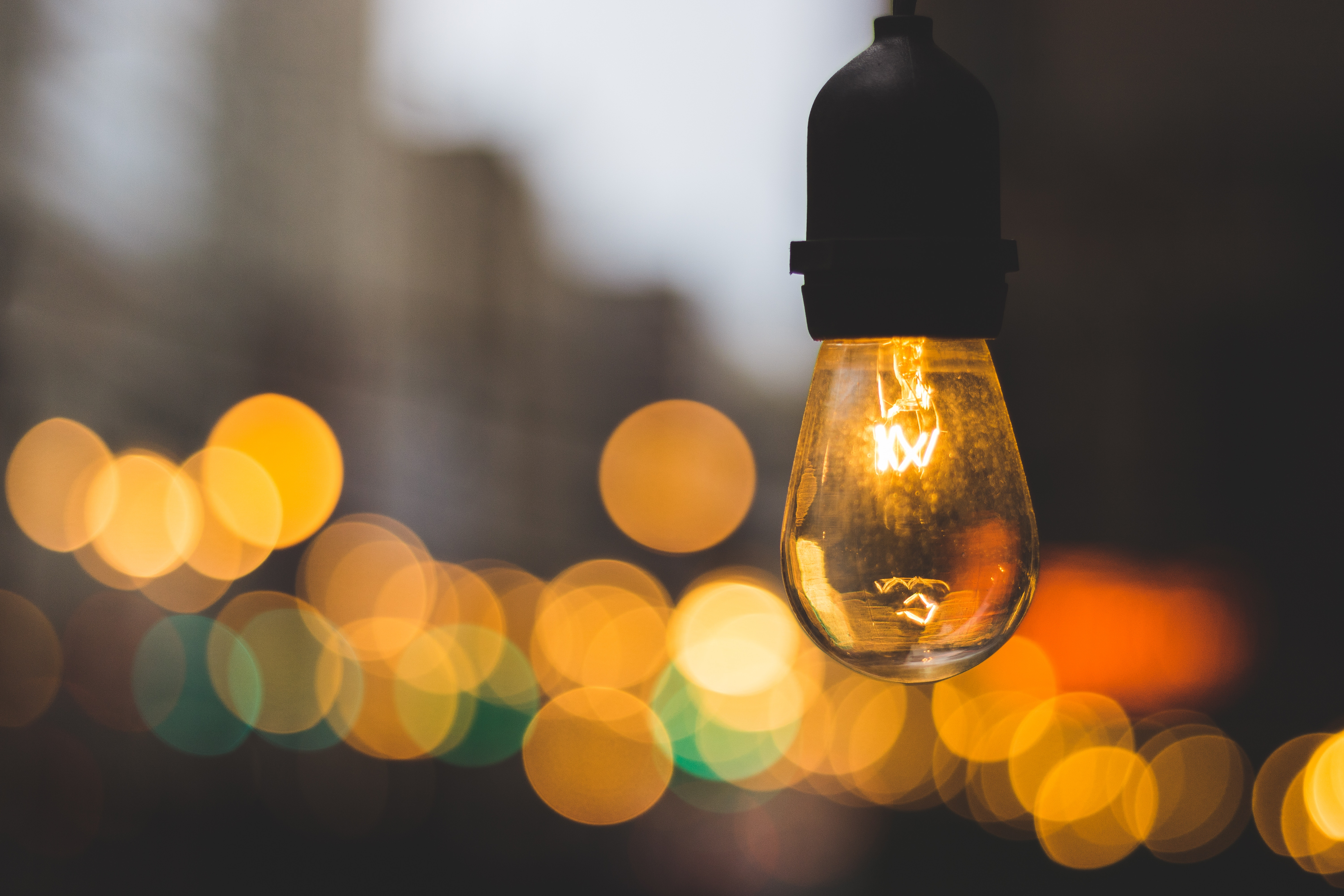 A lightbulb with warm light.