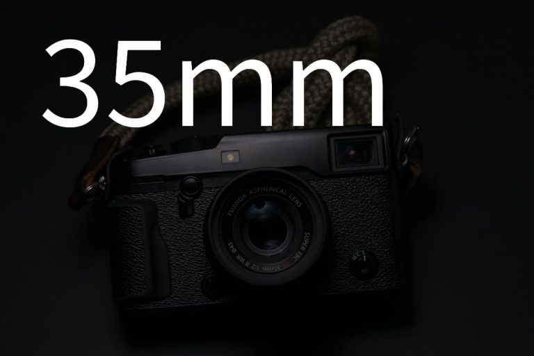 A Fujifilm rangefinder-style camera with a 35mm lens attached.