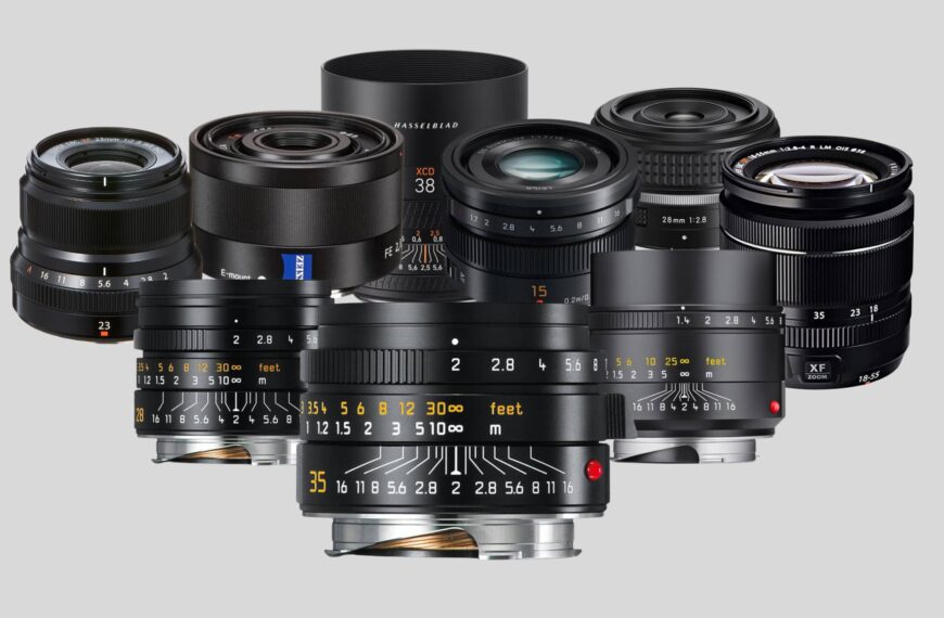 Collection of the best lenses for street photography, with lenses from Leica, Fujifilm, Sony, Nikon, Panasonic, and Hasselblad.